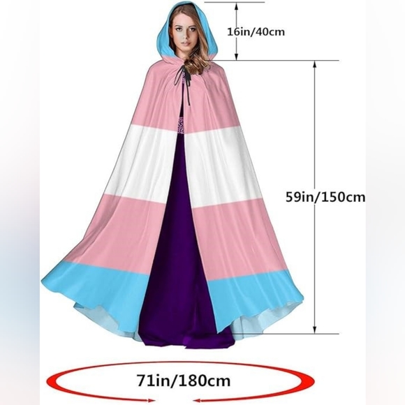Halloween Transgender Pride Hooded Cape / Cloak - Picture 2 of 6